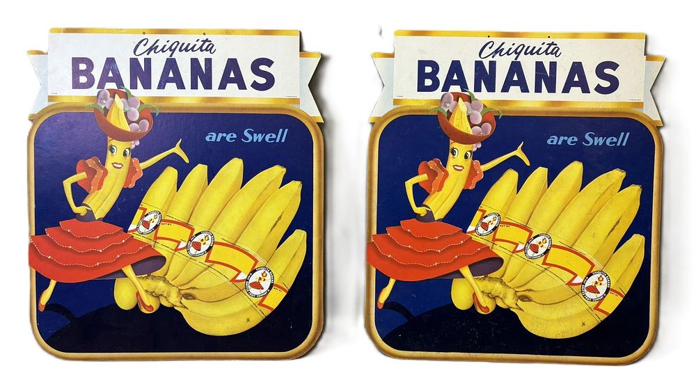 Lot 367: Chiquita Bananas Are Swell Cardboard Advertising Signs