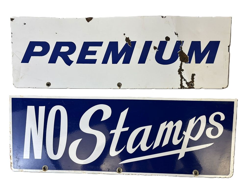 Lot 375: Pair Premium No Stamps DSP Porcelain Advertising Signs