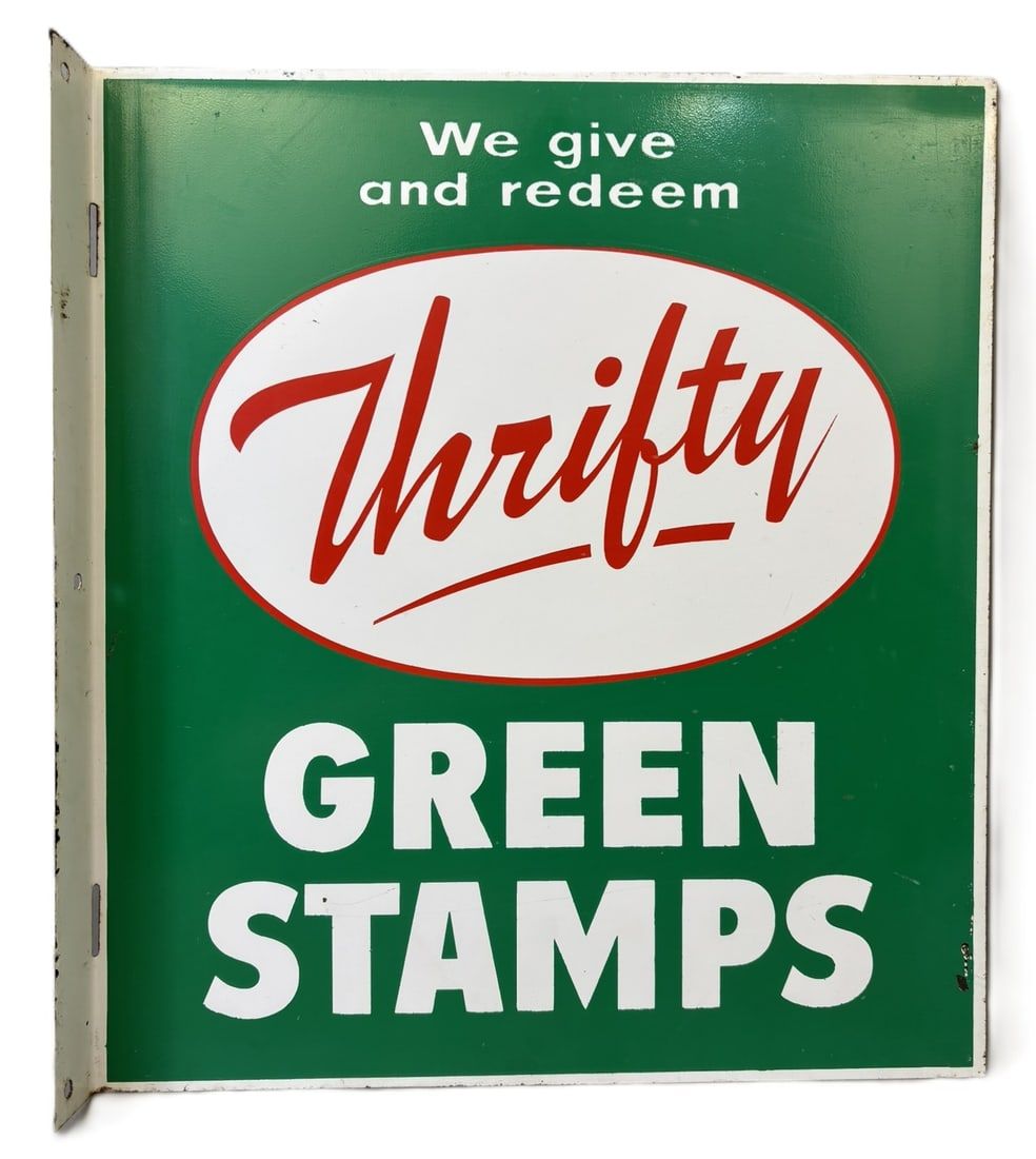 Lot 376: Thrifty Green Stamps Original DST Painted Metal Sign