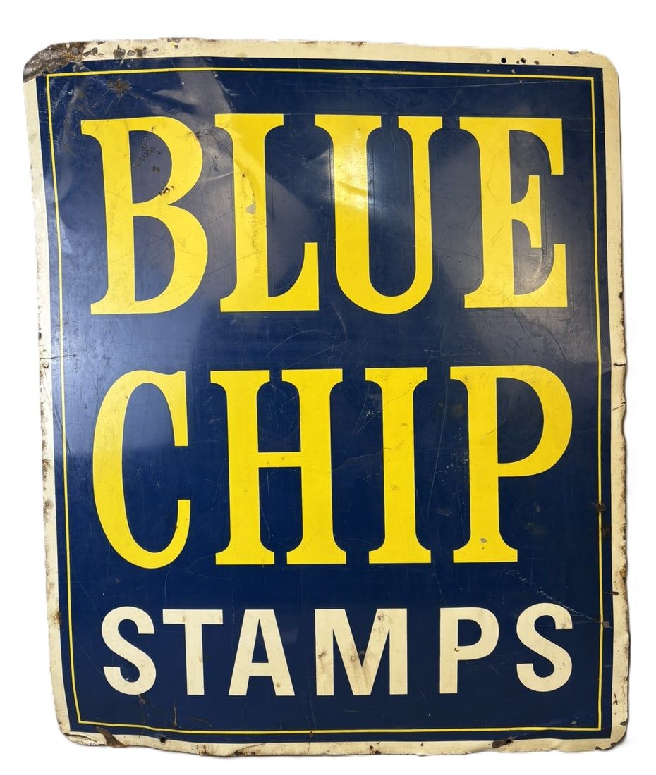 Lot 378: Blue Chip Stamps DST Original Painted Metal Sign