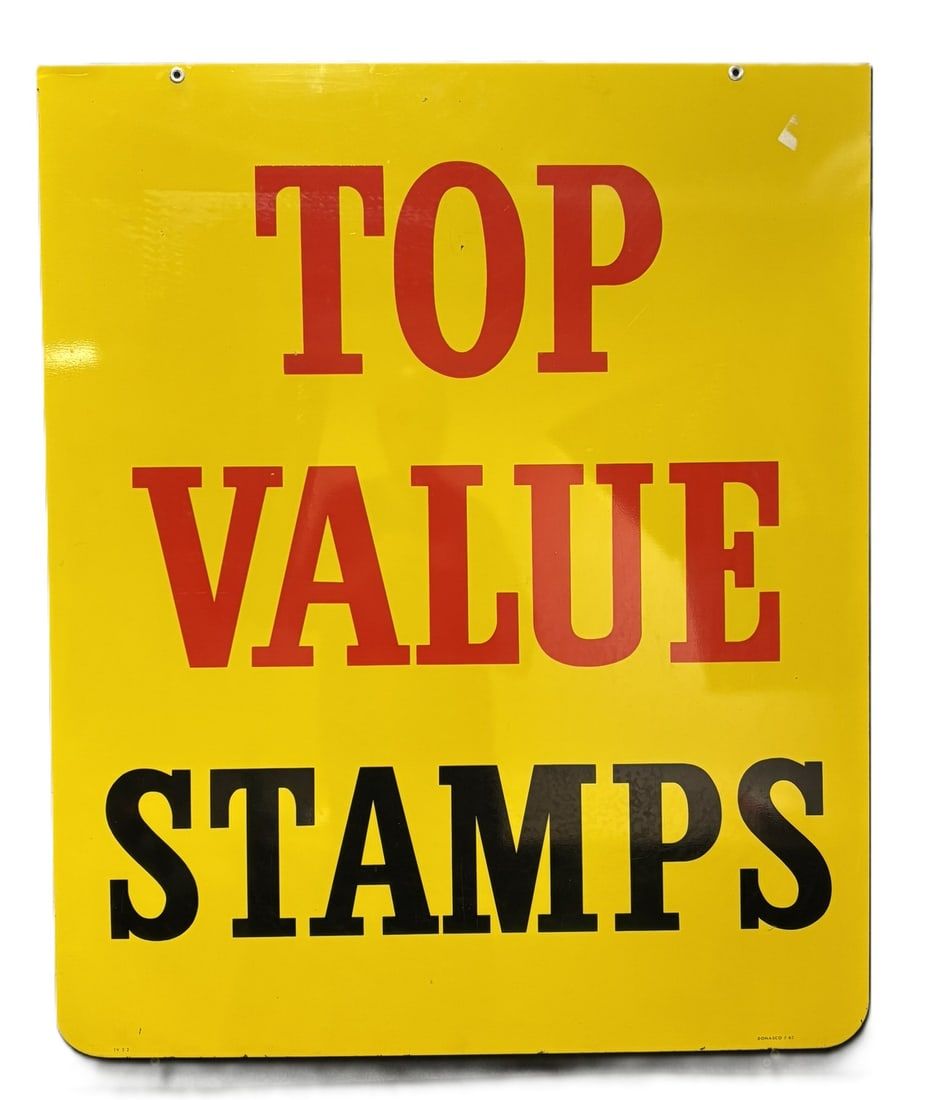 Lot 380: Top Value Stamps DST Painted Metal 1963 Sign