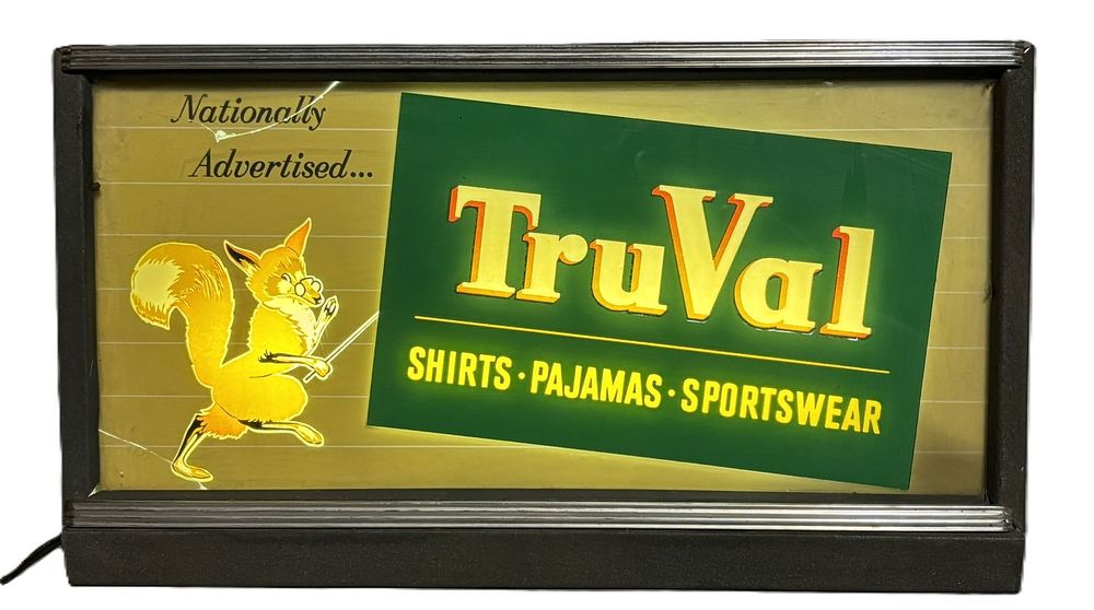 Lot 395: TRUVAL Original 1930s-40s Shirts Pajamas Lighted Advertising Counterop Display