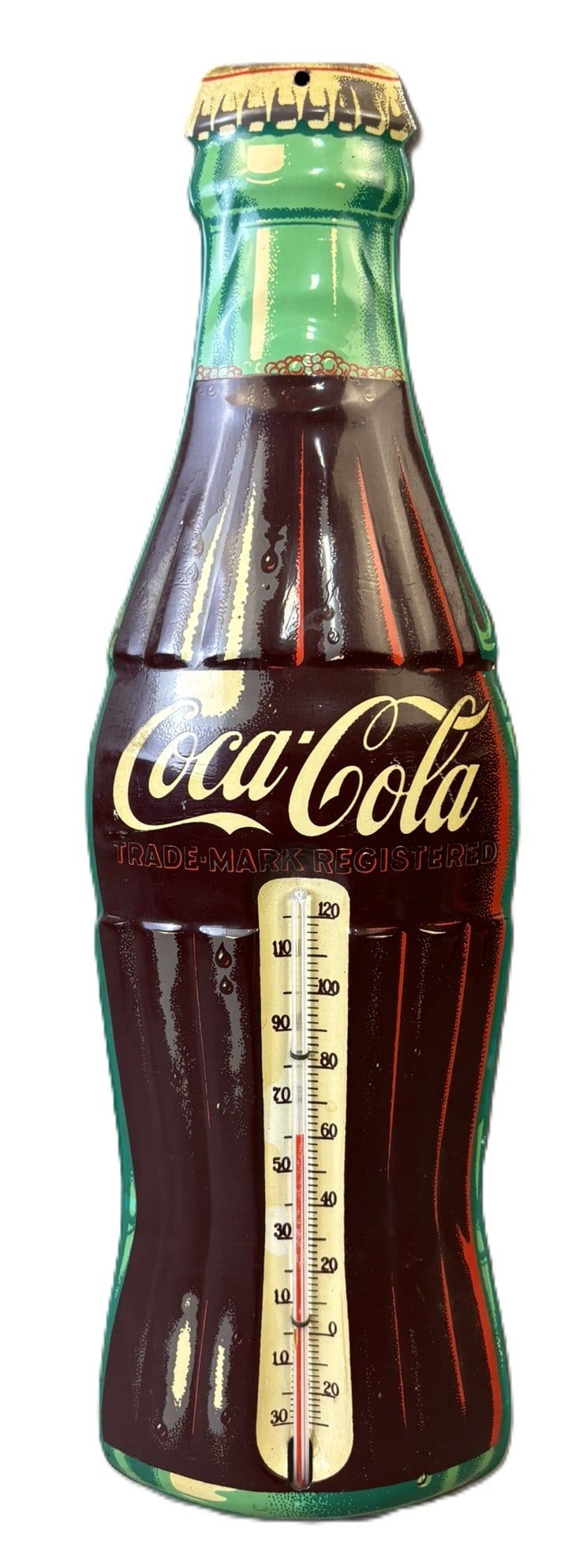 Lot 405: Coca Cola Original Painted Metal 16" 1950s Thermometer