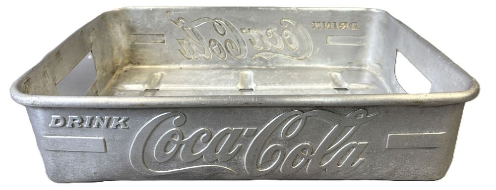 Lot 411: Drink Coca Cola Polished Aluminum 1950s Stadium Soda Carrier Crate