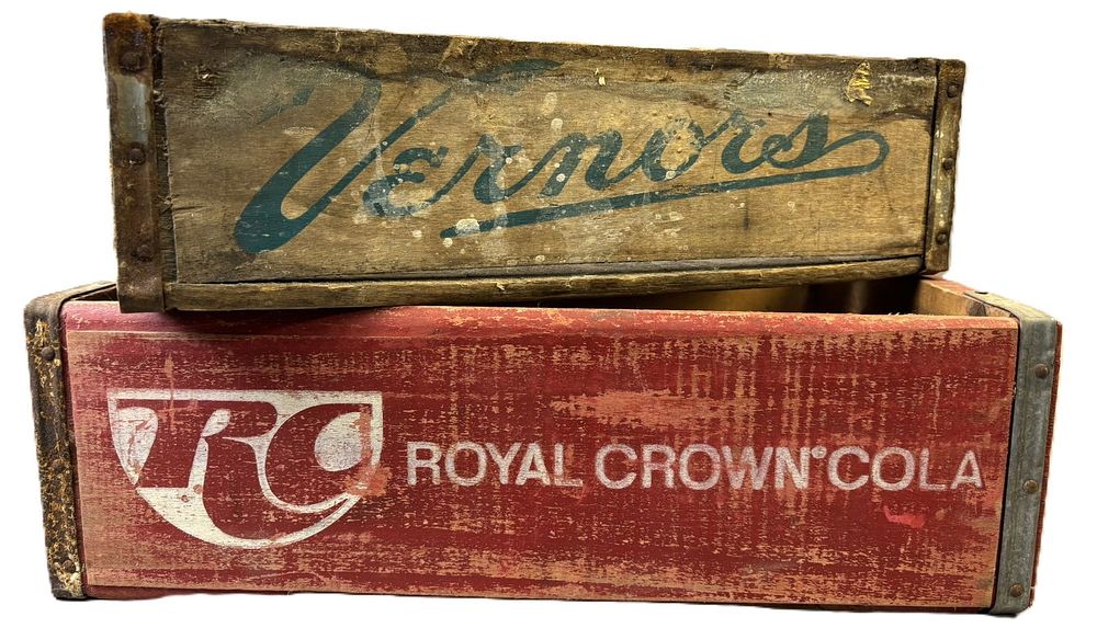 Lot 416: Pair Vernors & Royal Crown RC Cola Wooden Soda Pop Crates