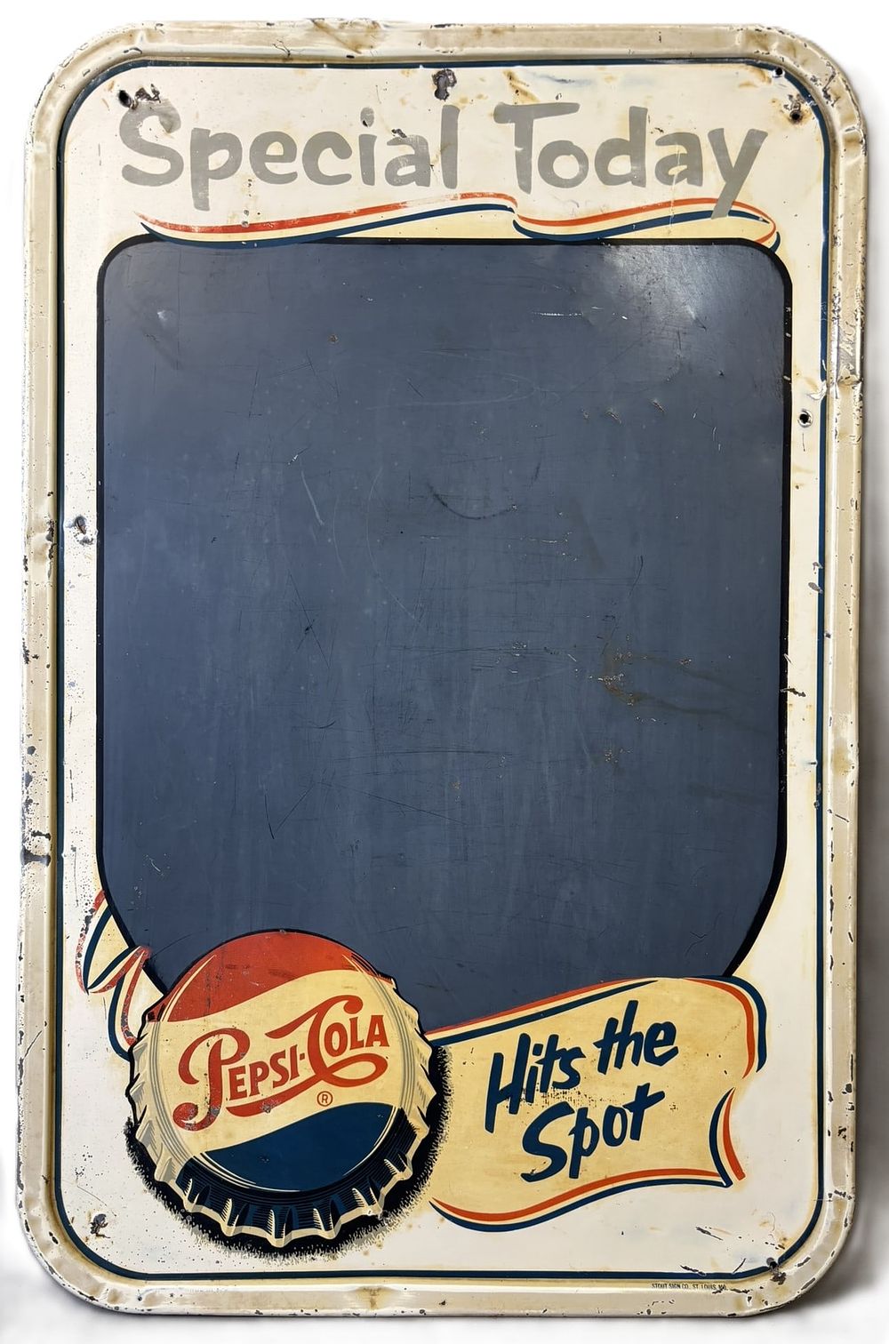 Lot 427: Pepsi Cola Special Today Hits The Spot Metal Chalkboard Sign