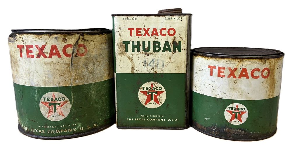 Lot 432: Lot 3 Texaco Grease 5Lb 10Lb Metal Grease & Thuban Cans