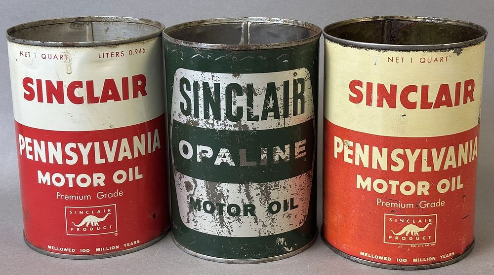 Lot 447: Lot 3 Sinclair Opaline & Pennsylvania Motor Oil Quart Cans