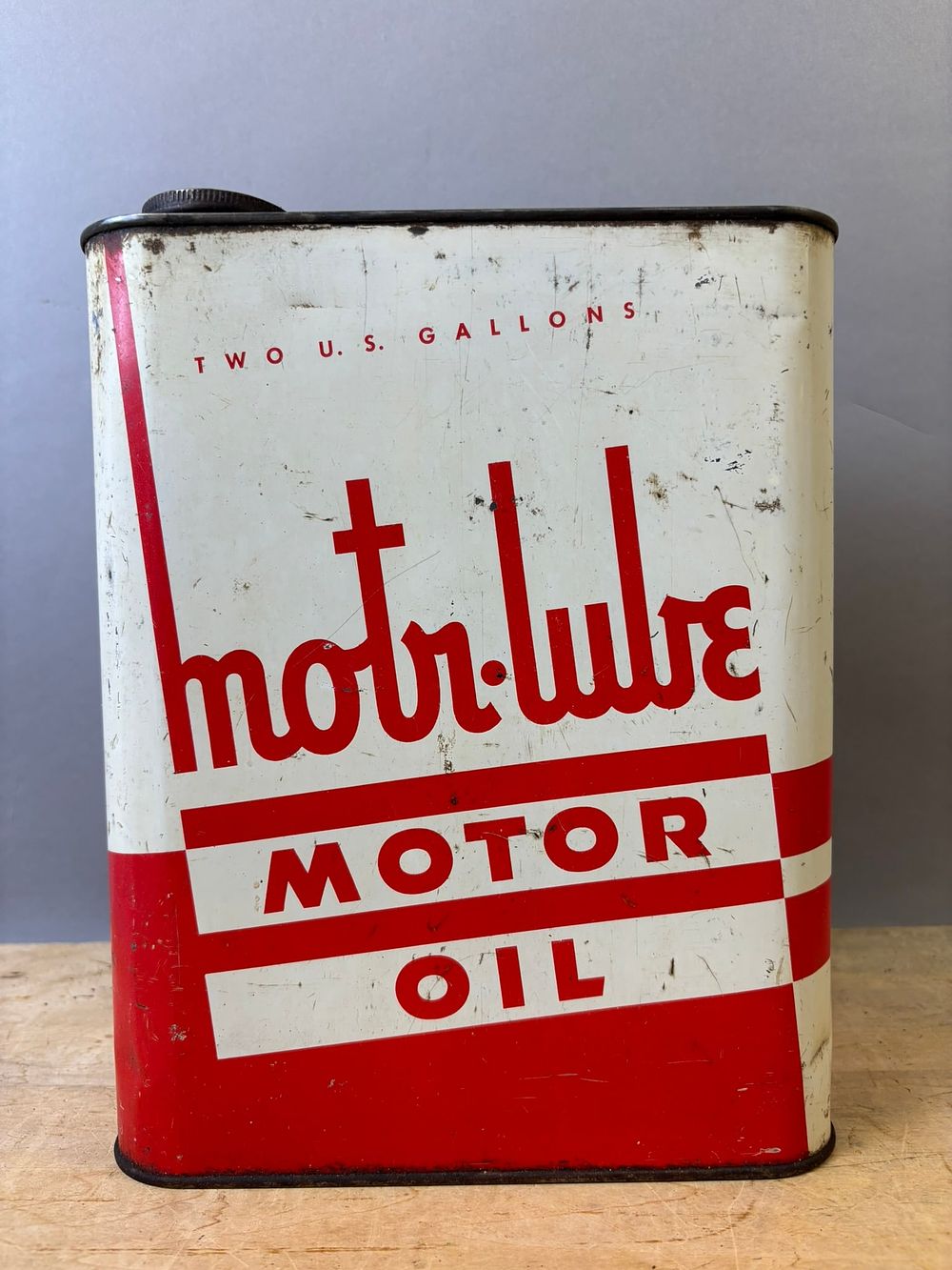 Lot 474: Motr-Lube Motor Oil Metal 2 Gallon Can