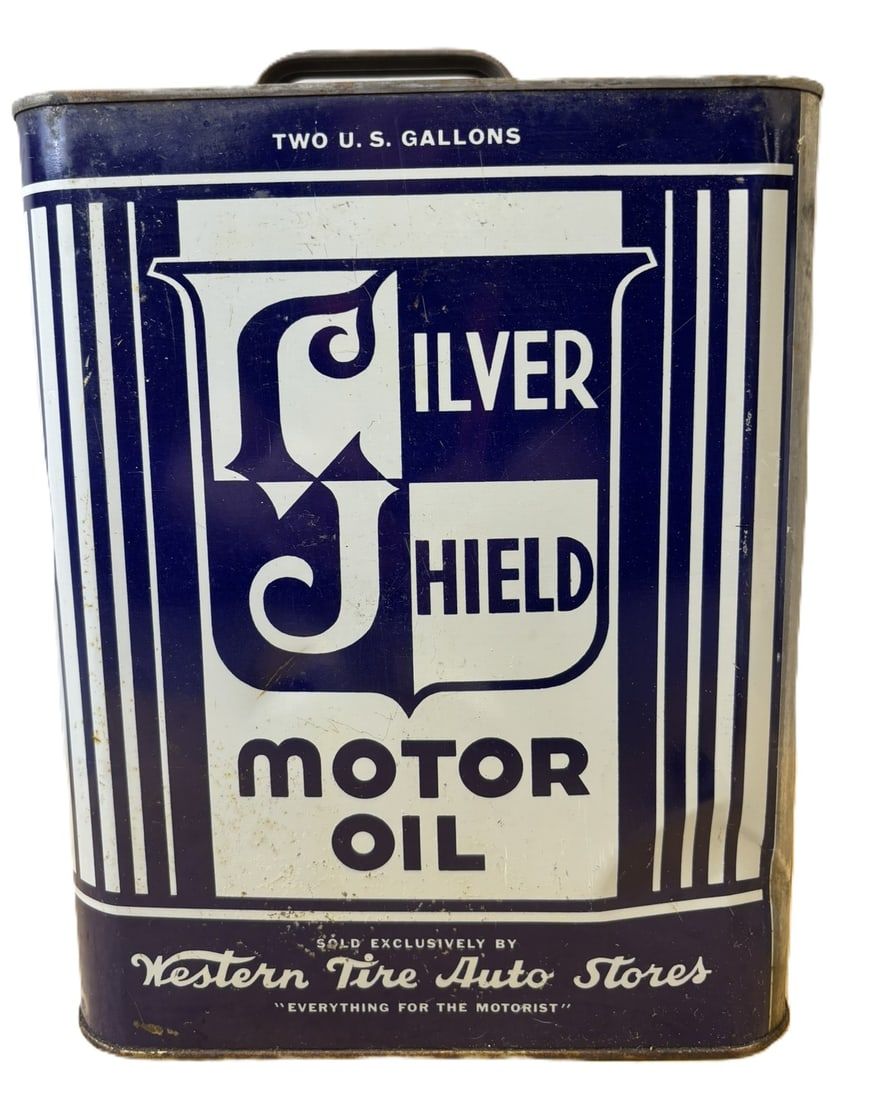 Lot 475: Silver Shield Motor Oil Western Tire Auto 2 Gallon Can