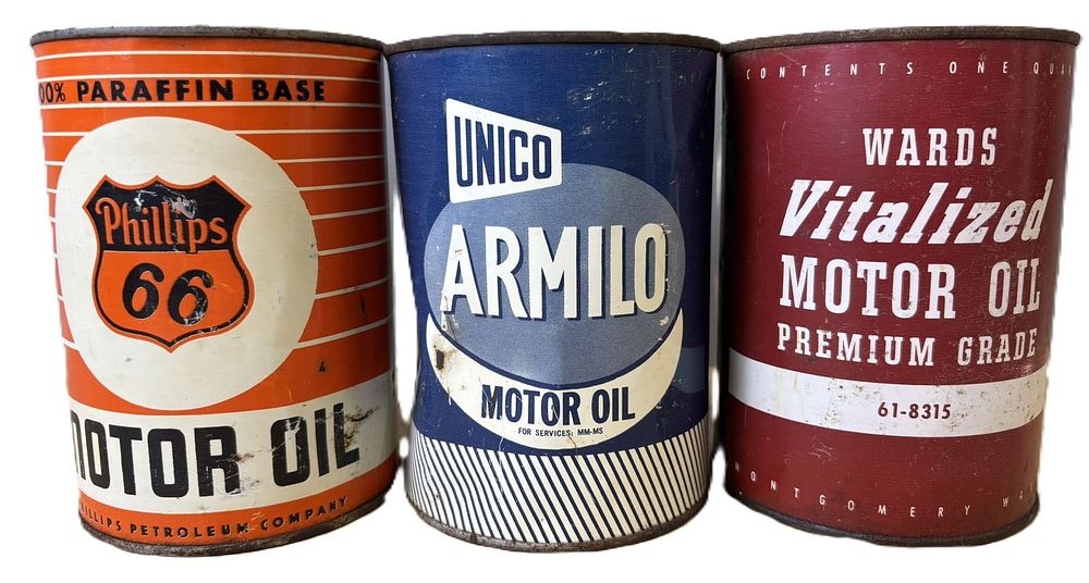 Lot 488: Lot 3 Phillips 66 UNICO Wards Metal Quart Cans