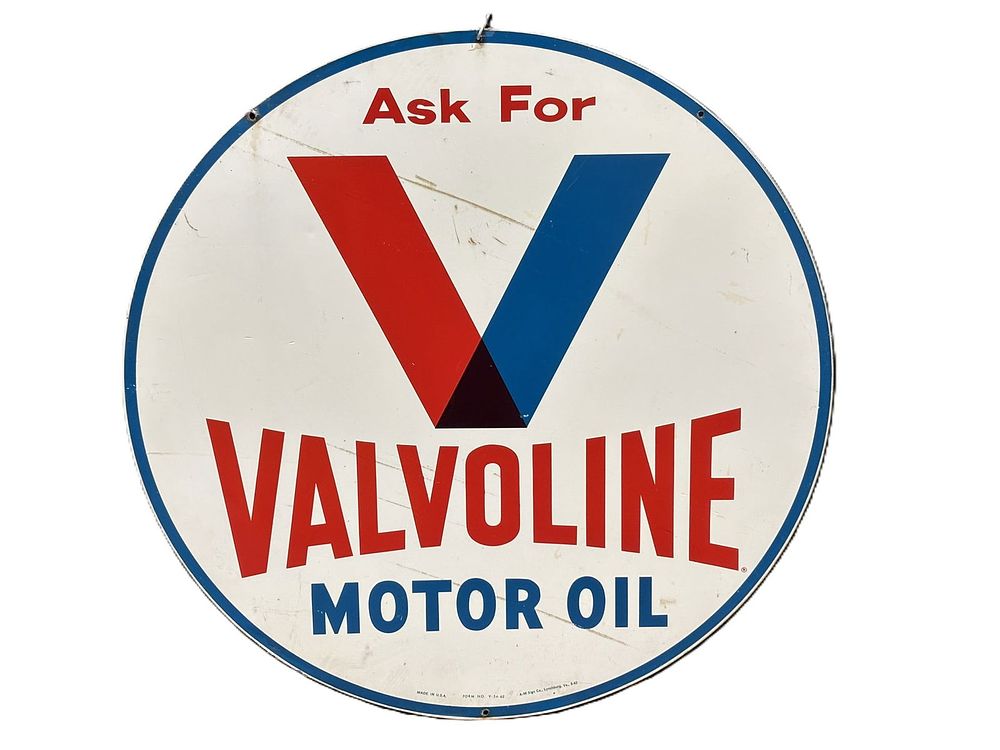 Lot 515: Valvoline Motor Oil 30" DST 1962 Painted Metal Sign