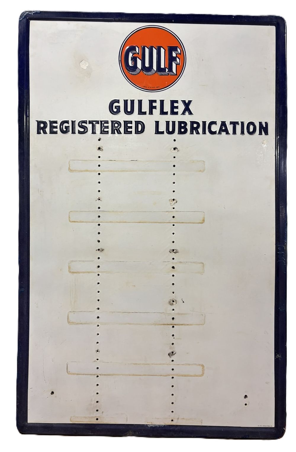 Lot 517: Gulflex Registered Lubrication SSP Gulf Oil Porcelain Rack Sign