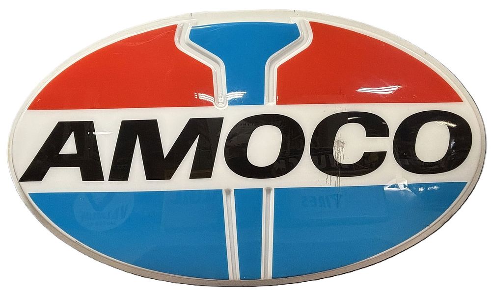 Lot 529: AMOCO Plastic 8'x5' Plastic Embossed Gas Station Sign