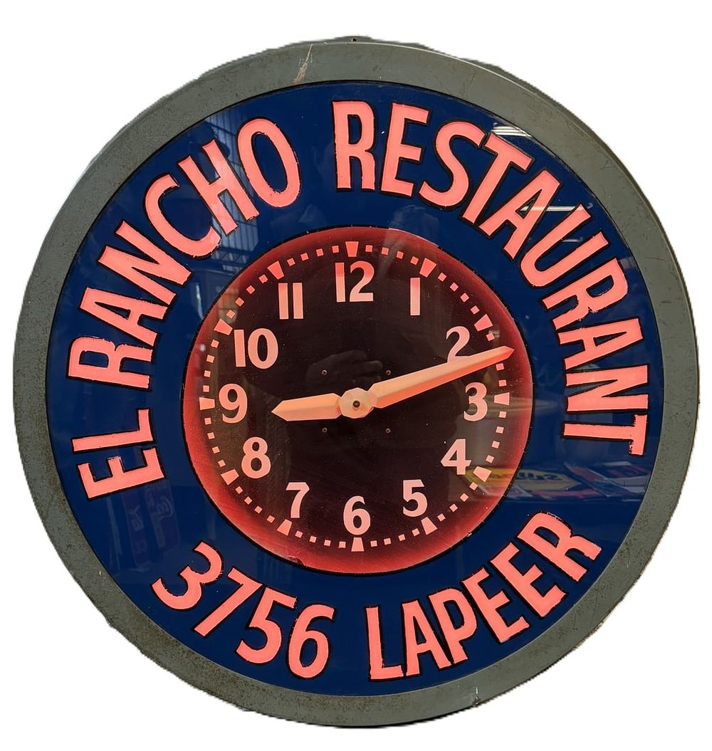 Lot 530C: El Rancho Restaurant 30" Original Neon Clock Lapeer Michigan