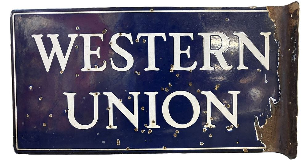 Lot 543: Western Union DSP Porcelain Flange Advertising Sign