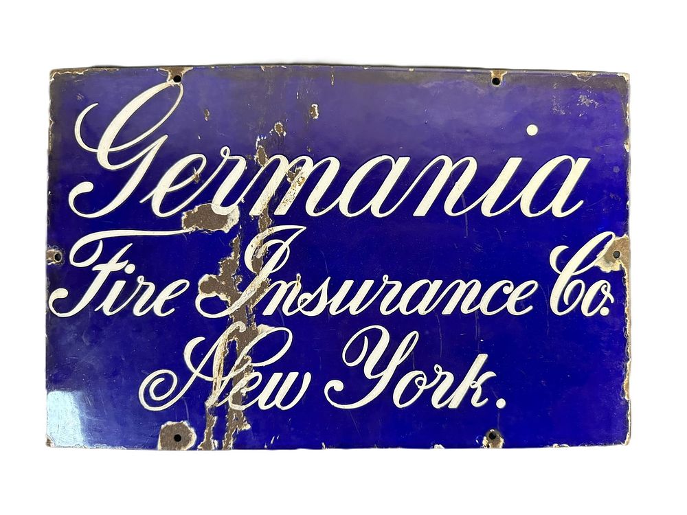 Lot 563: Germania Fire Insurance Co New York SSP Porcelain Sign