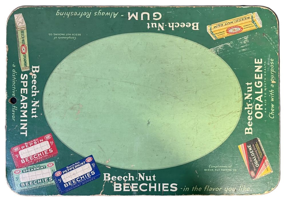 Lot 569: Beech Nut Beechies Original Double Sided Cardboard Gum Sign