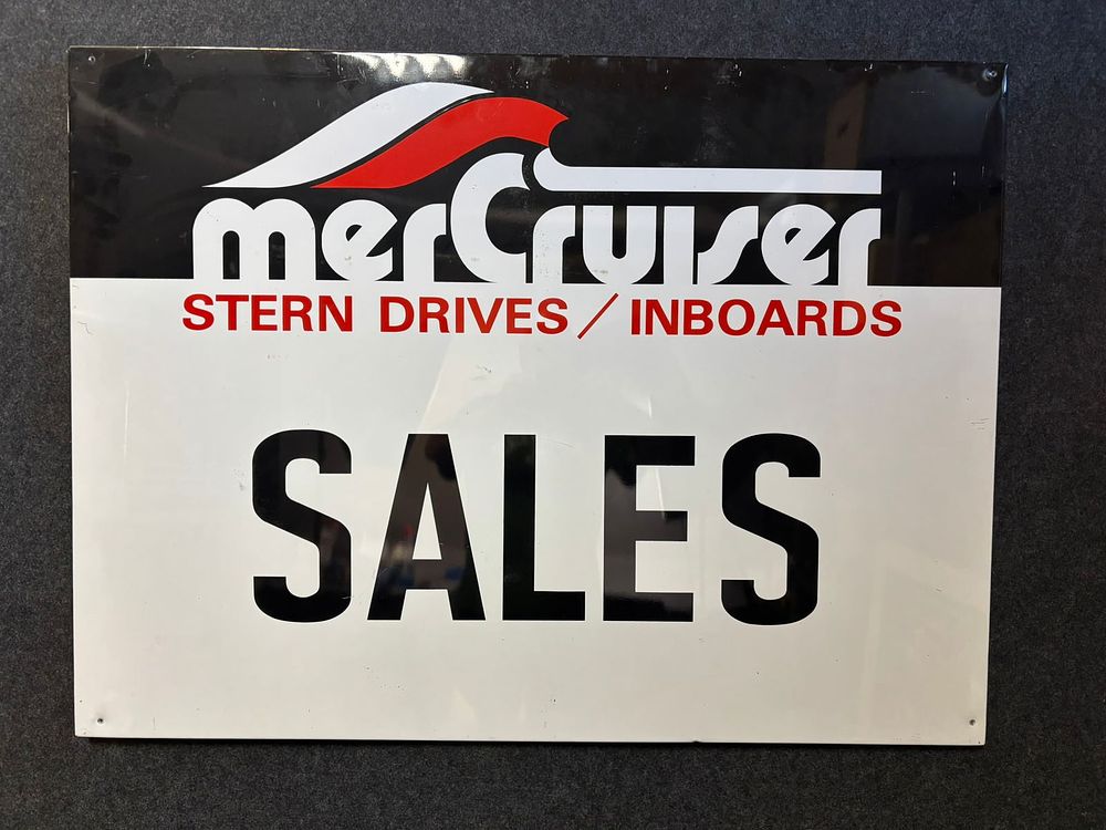 Lot 334B: Mercruiser Stern Drives Inboards Sales Embossed SST Metal Sign