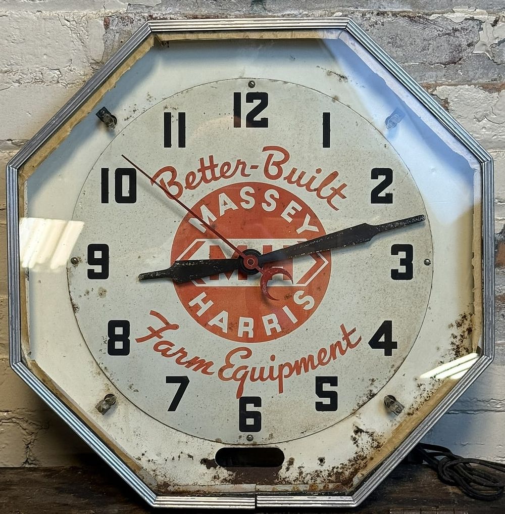 Lot 430G: Massey Harris Farm Equipment Original Neon Advertising Clock