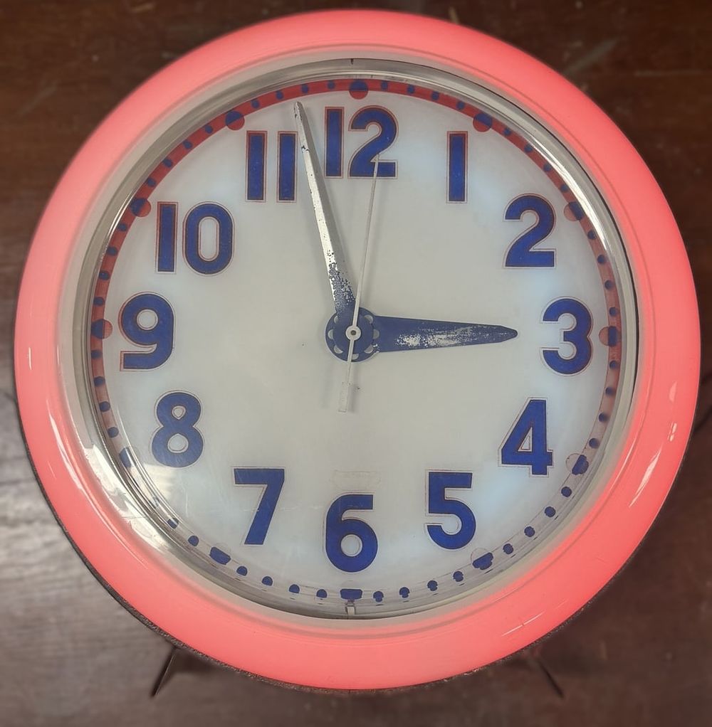 Lot 504B: Original 1950s Cleveland Neon Pink Advertising 2' Clock