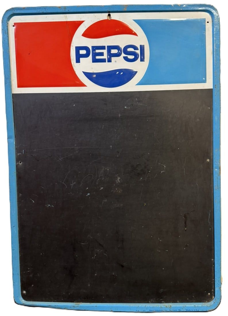 Lot 576: Pepsi Cola Embossed 1970s SST Tin Chalkboard Advertising Menu Board Sign