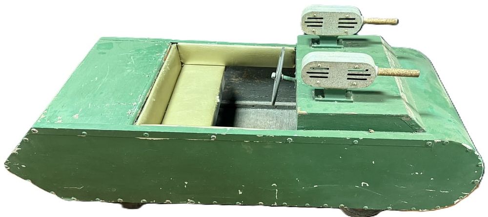 Lot 578: 1940s-50s Era Wooden Carnival Ride Tank w/ Guns