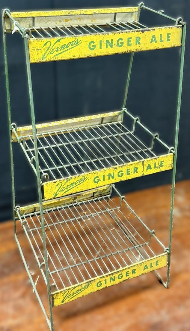 Lot 580B: Vernor's Ginger Ale 3 Tier Original 40s-50s Soda Pop Rack