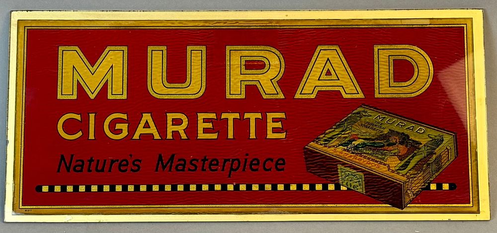 Lot 344C: Murad Cigarettes Nature's Masterpiece Reverse Glass Advertising Sign Ca. 1920s