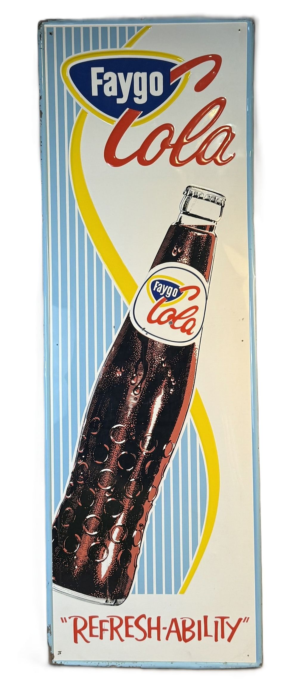 Lot 422B: Faygo SST Embossed Soda Pop Vertical 60s Advertising Sign