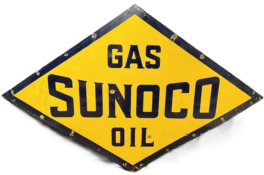 Lot 501C: Sunoco Gas Oil DSP Porcelain 6' Service Station Pole Sign