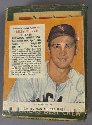 1954 Red Man Sealed Tobacco Pack w/ Billy Pierce Baseball Card. Remarkable time capsule. 