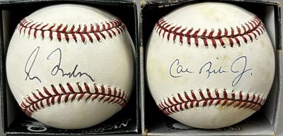 Greg Maddux & Cal Ripken Jr Rawlings Single Signed Baseballs. Greg Maddux RO-N &amp; Cal Ripken 
