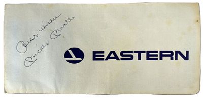 1960s Eastern Airline Original Mickey Mantle Signed Ticket Envelope. Great original Eastern 