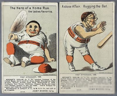 Antique Pair Garling Oil Liniment John Hodge Baseball Trading Cards. Great original pair of 
