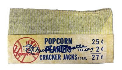 Mickey Mantle Signed Yankee Stadium 1950s Concession Hat. All original Yankee Stadium Popcorn 
