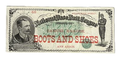 Detroit Wolverines 1888 National Base Ball League Ann Arbor Coupon. National Base Ball League 