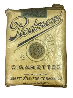 1920s Piedmont Cigarettes Sealed Original Tobacco Pack. Wonderful original sealed pack of 