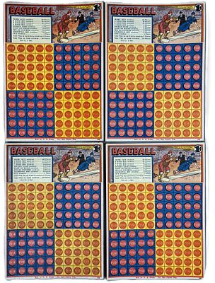Lot 4 40s-50s Baseball 5 Cent Push Punchboard Games W.H. Brady. Great original lot of 4 