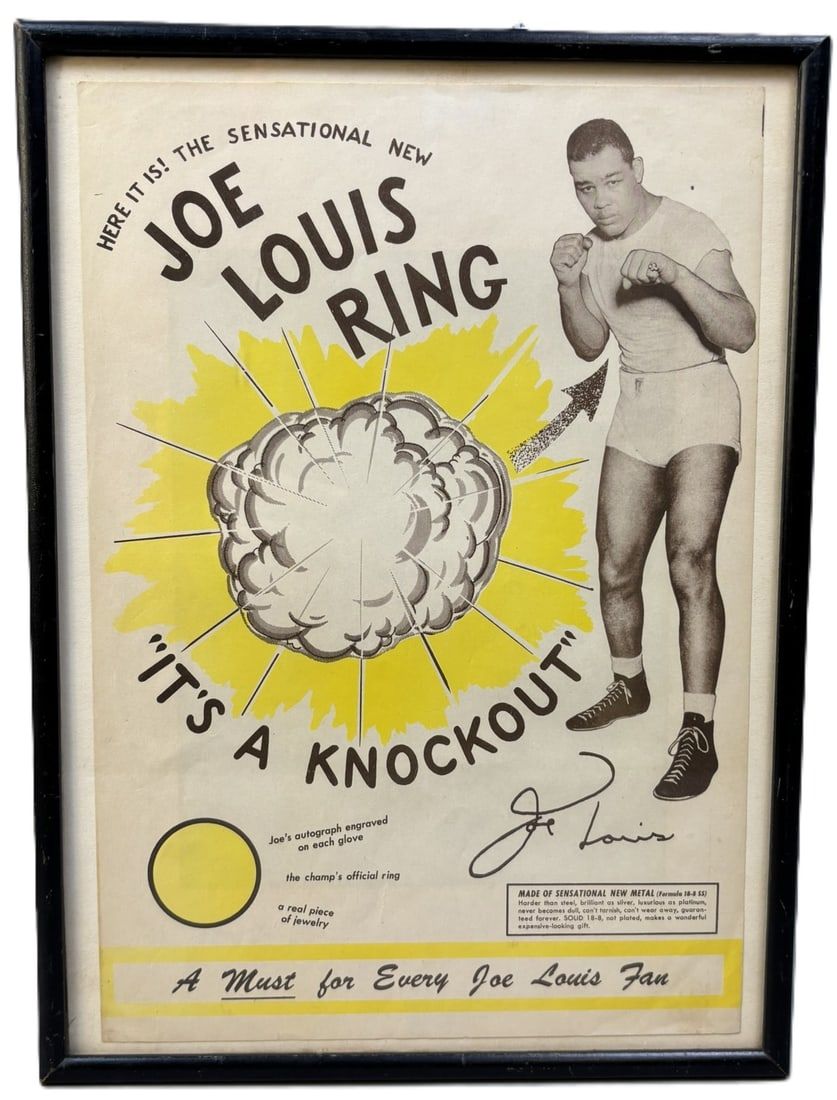 Lot 135B: Joe Louis Ring 1940s Its A Knockout Advertising Paper Poster