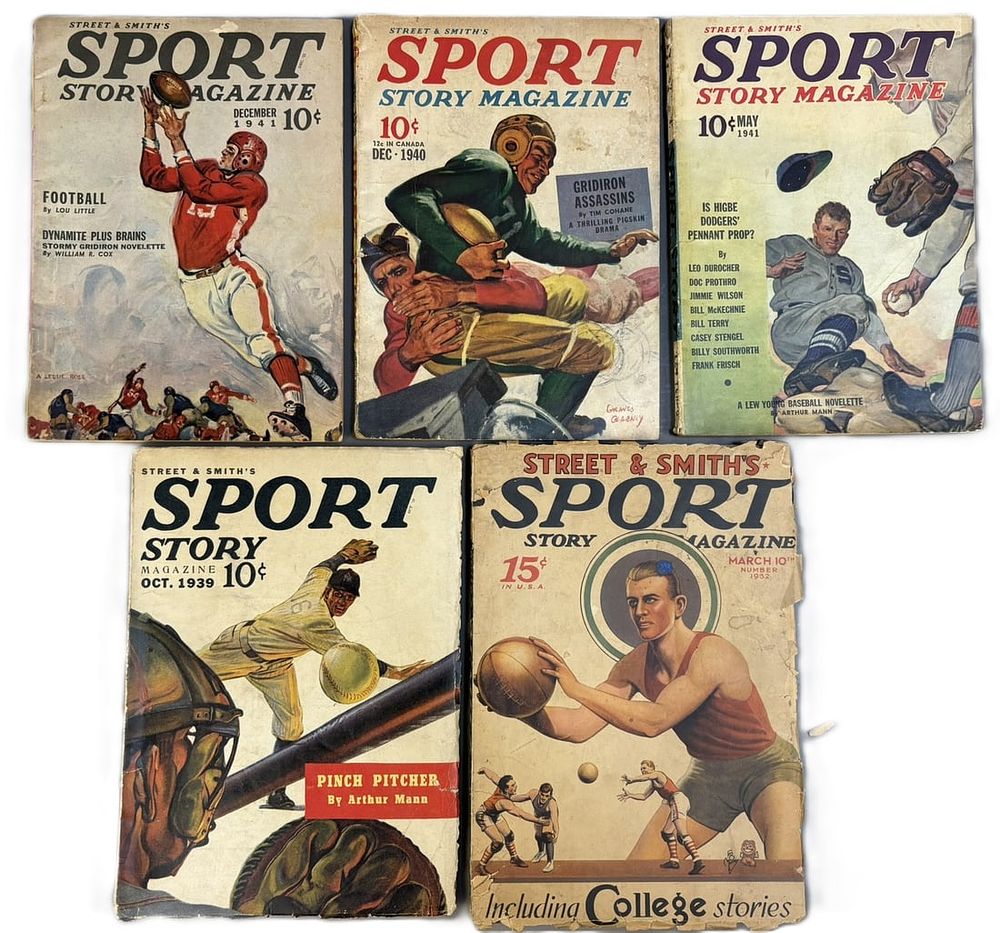 Lot 136: Lot 5 1939–41 Street & Smith’s Sport Story Magazine Baseball Football