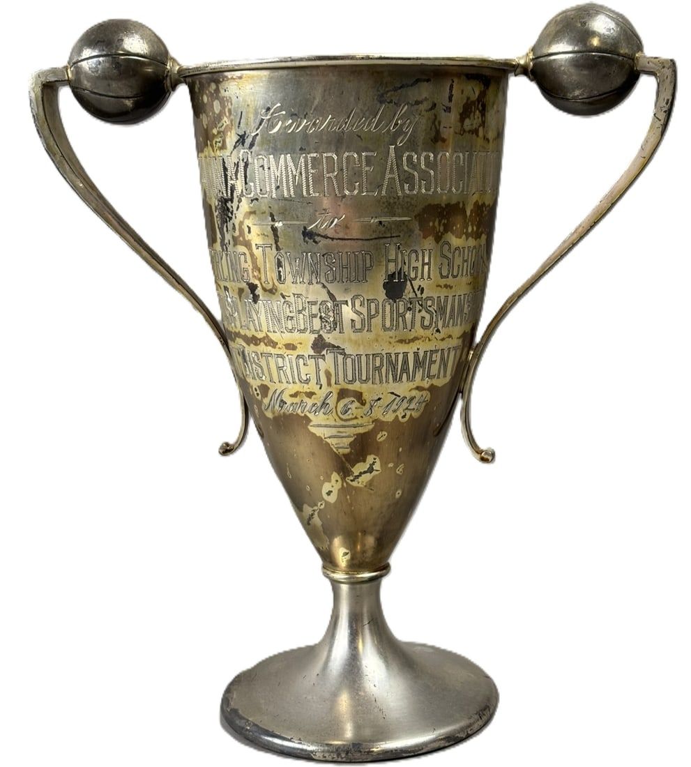 Lot 144B: Antique 1924 Savanna Commerce Assn Sterling Illinois Basketball Trophy