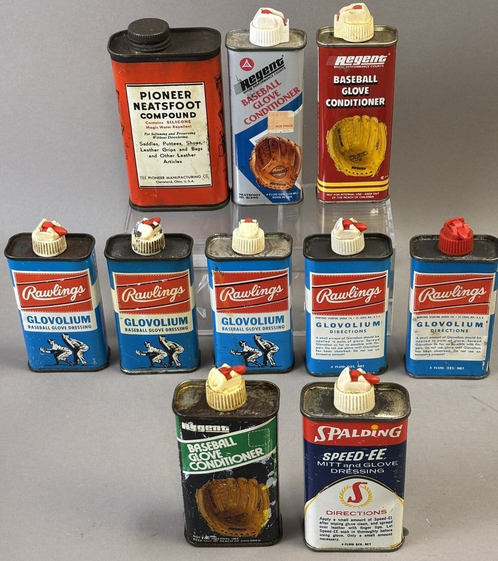 Lot 163: Lot 10 50s 60s 70s Baseabll Oilers Spalding Rawlings Regent Pioneer