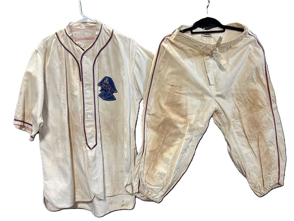 Lot 166: Boswell Service Station Marco Gas Oils Original Baseball Pirates Jersey & Pants Set