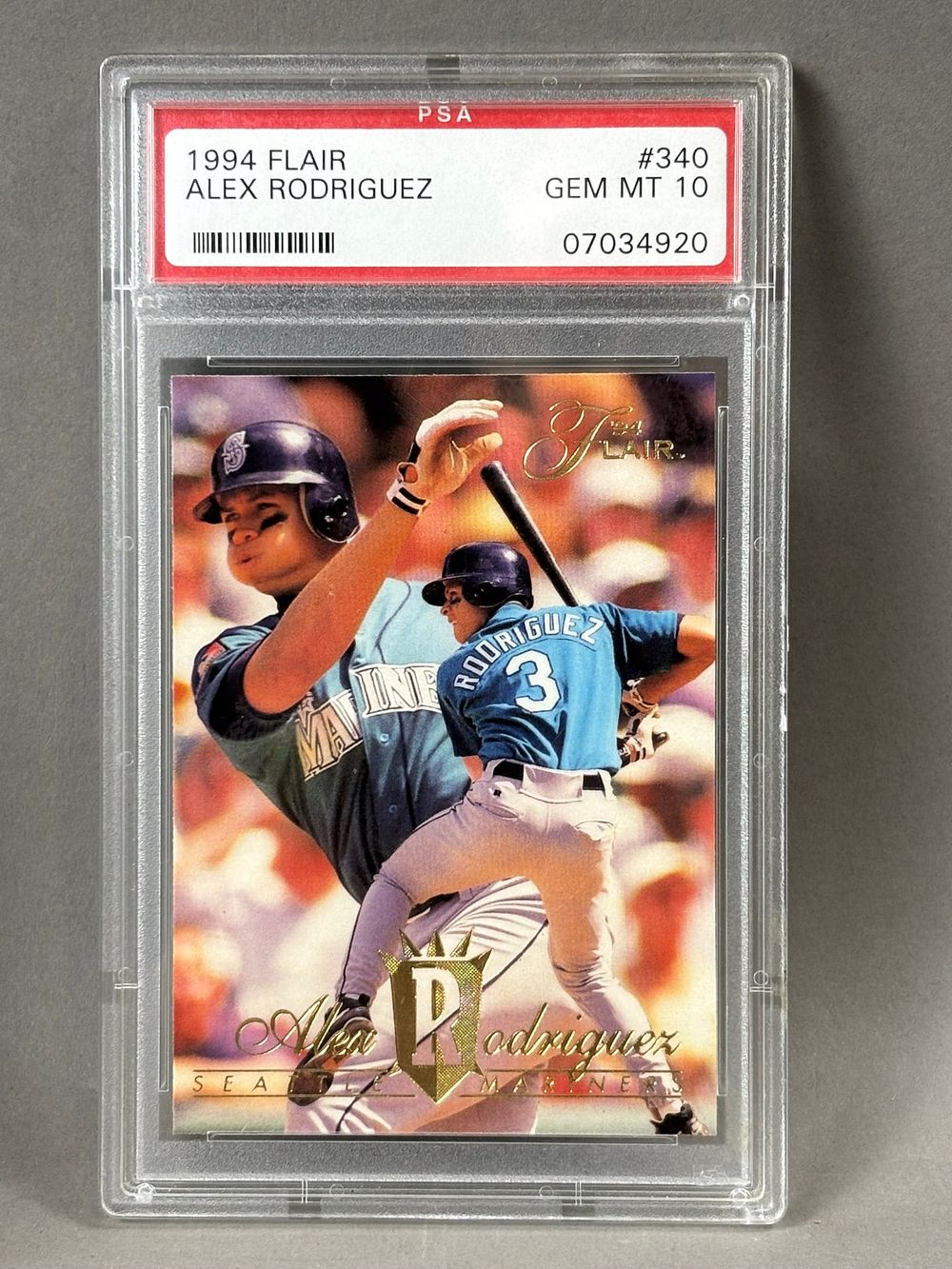 Lot 169B: 1994 Flair Alex Rodriguez #340 PSA 10 Gem Mint