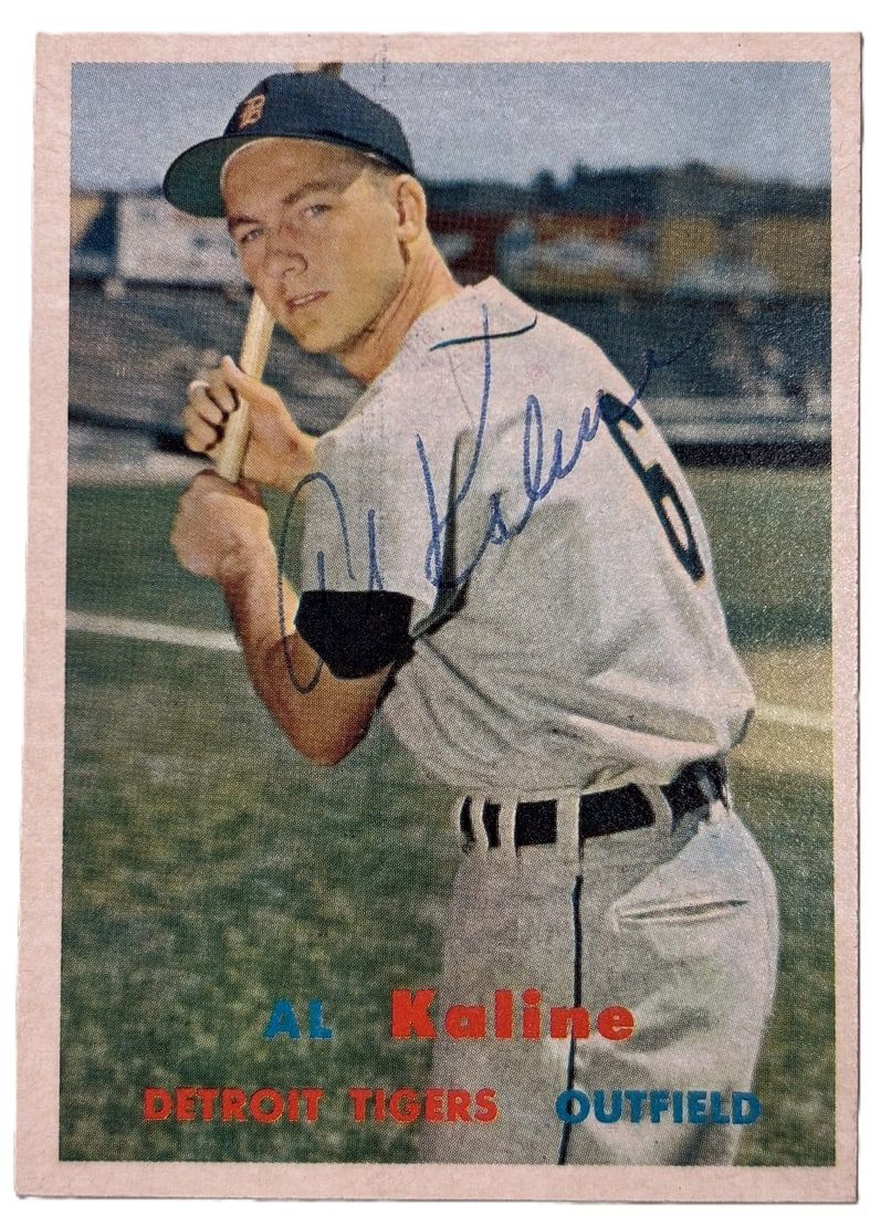 Lot 174: 1957 Topps Al Kaline #125 Signed Baseball Card w/ JSA Cert HIGH GRADE