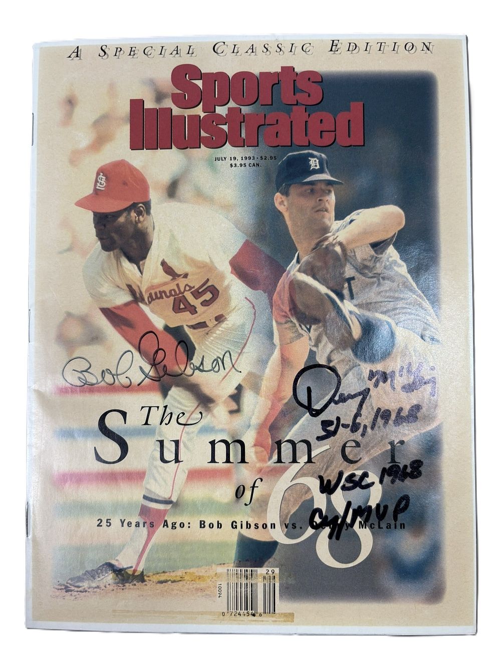 Lot 176: 1993 Sports Illustrated Summer of 68 Dual Signed Bob Gibson & Denny McLain Cover