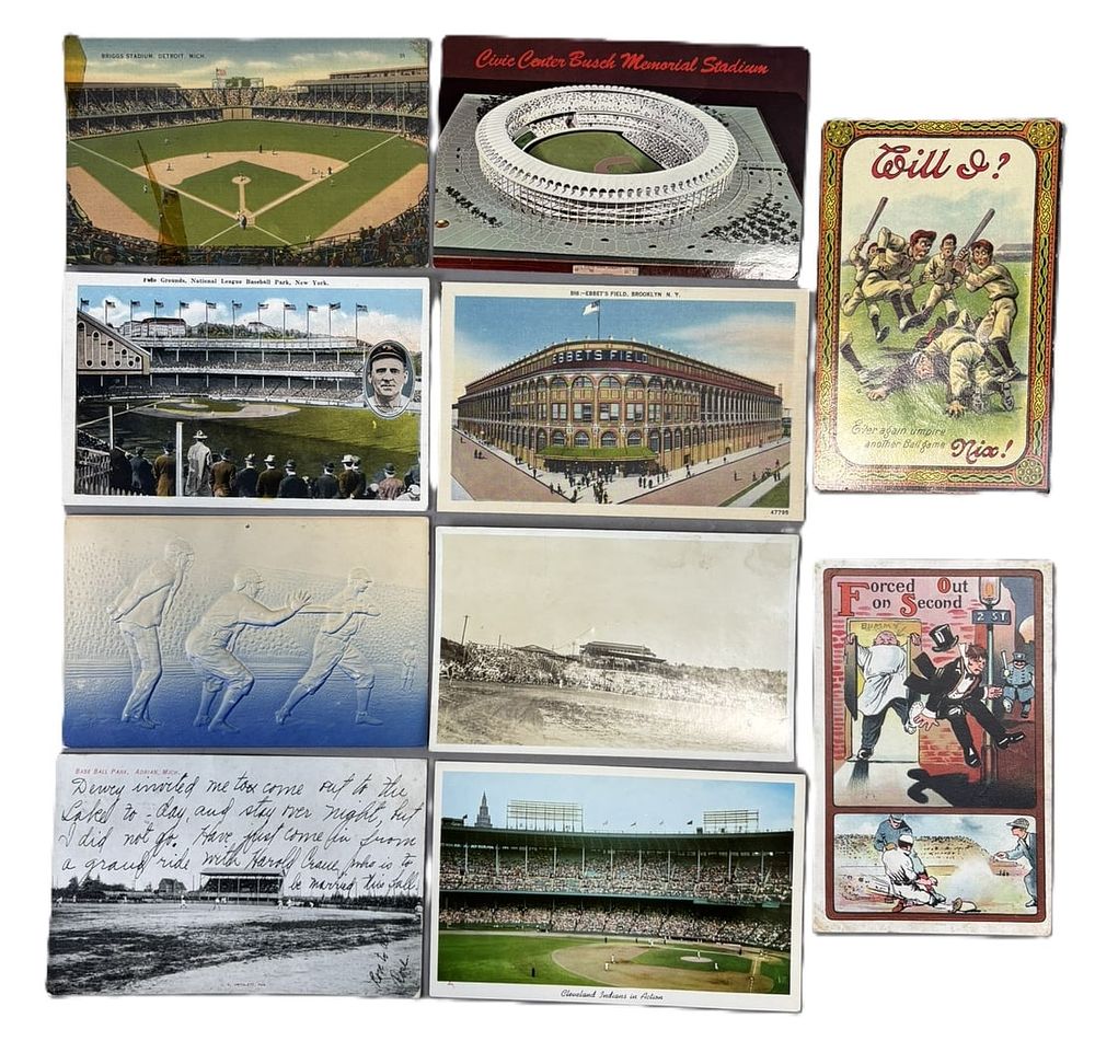 Lot 179: Lot 10 Original 10s-20s Baseball Postcards Polo Grounds Briggs Stadium Ebbet's Field