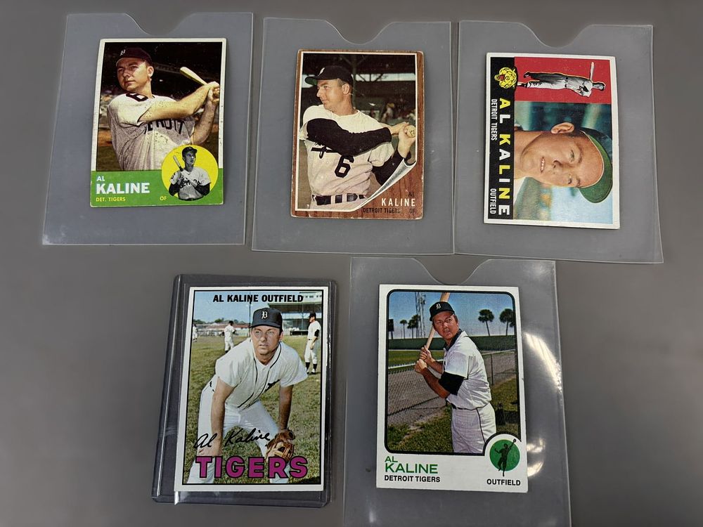 Lot 180: Lot 5 Al Kaline Detroit Tigers Topps Baseball Cards 1960 1962 1963 1967 1973