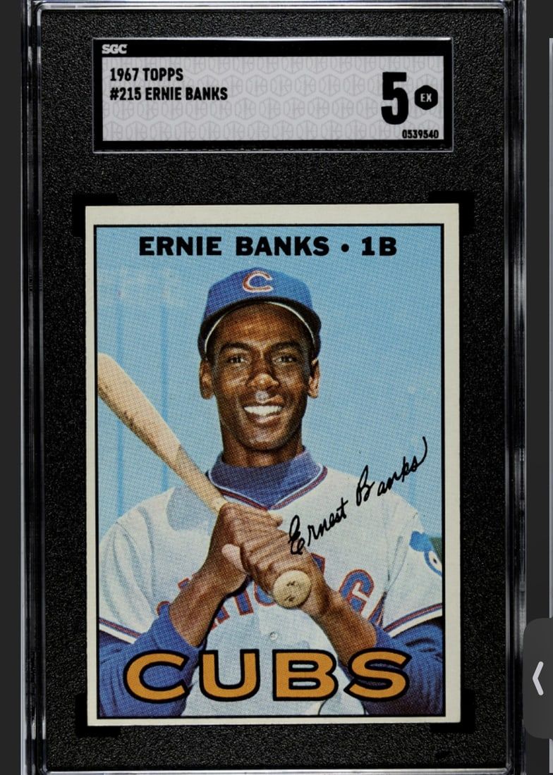 Lot 181B: Pair 1967 Topps Willie Mays SGC 4 #200 & Ernie Banks #215 SGC 5